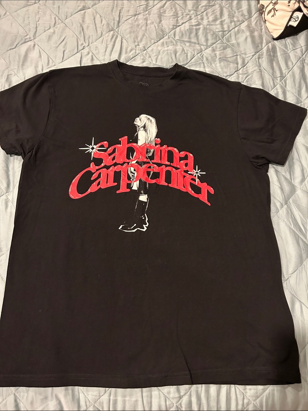 Sabrina Carpenter Black Tee with  red Logo